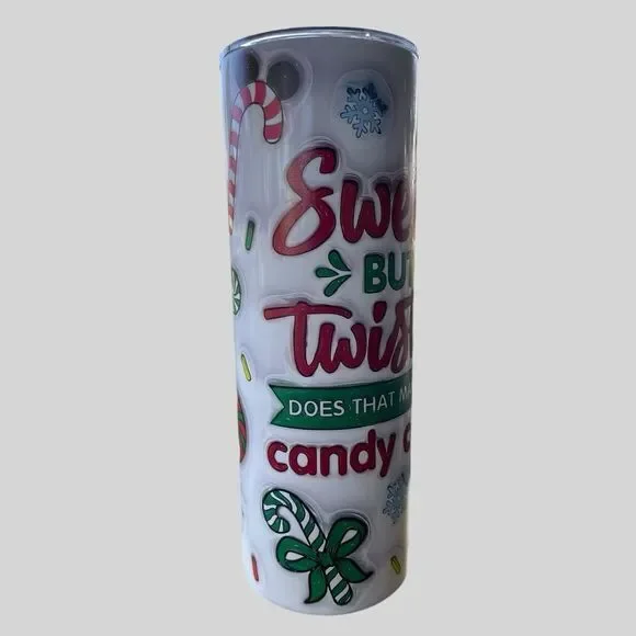 Sweet and Twisted Candy Cane Christmas 20oz Tumbler NEW - Picture 2 of 7